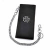 Badass Black Leather Men's Punk Cross Long Biker Chain Wallet Black Long Wallet with Chain For Men