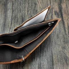 Badass Brown Leather Men's Bifold Small Biker Wallets Chain Wallet Brown Wallet with chain For Men - imessengerbags