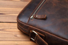 Vintage Brown Leather Messenger Bag Men's Vertical Side Bag Small Vertical Courier Bag For Men