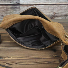 Tan Leather Fanny Pack Men's Brown Chest Bag Hip Bag Bum Bag Waist Bags For Men