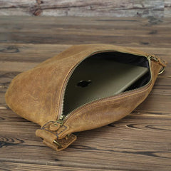 Tan Leather Fanny Pack Men's Brown Chest Bag Hip Bag Bum Bag Waist Bags For Men