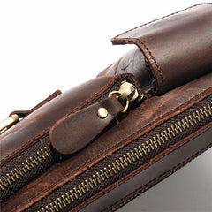Top Leather Fanny Pack Men's Dark Brown Chest Bag Hip Bag Brown Waist Bag For Men