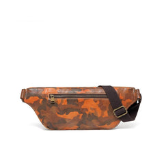 Badass Leather Fanny Pack Men's Yellow Camouflage Chest Bag Hip Bag Waist Bag For Men