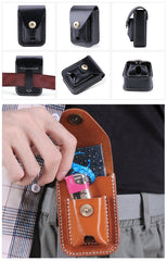 Leather Mens Cigarette Cases with Lighter Holder With Belt Loop Cigarette Holder For Men