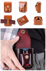 Leather Mens Cigarette Cases with Lighter Holder With Belt Loop Cigarette Holder For Men