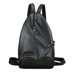 Badass Black Leather Backpack Men's Sling Bag Chest Bag One shoulder Backpack Sling Bag For Men - imessengerbags