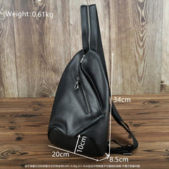 Badass Black Leather Backpack Men's Sling Bag Chest Bag One shoulder Backpack Sling Bag For Men - imessengerbags