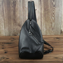Badass Black Leather Backpack Men's Sling Bag Chest Bag One shoulder Backpack Sling Bag For Men - imessengerbags