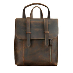 Badass Brown Leather Men's 12 inches Side Courier Bag Bag Computer Backpack School Backpack For Men - imessengerbags