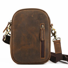 Badass Brown Leather Messenger Bag Men's Small Side Bag Mini Phone Bag Courier Bag For Men