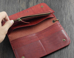 Badass Brown Leather Men's Long Biker Chain Wallet Biker Wallet Chain Wallet For Men - imessengerbags