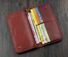 Badass Brown Leather Men's Long Biker Chain Wallet Biker Wallet Chain Wallet For Men - imessengerbags