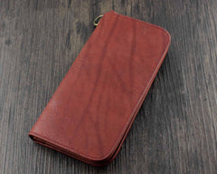 Badass Brown Leather Men's Long Biker Chain Wallet Biker Wallet Chain Wallet For Men - imessengerbags