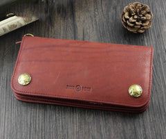 Badass Brown Leather Men's Long Biker Chain Wallet Biker Wallet Chain Wallet For Men - imessengerbags