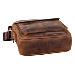 Badass Brown Leather Men's Vertical Side Bag 10inch Vertical Messenger Bag For Men - imessengerbags