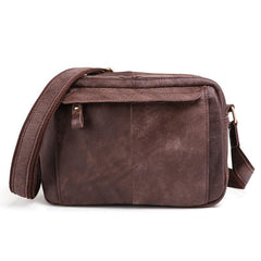 Badass Dark Brown Leather Men's 8 inches Small Courier Bag Brown Messenger Bag Postman Bag For Men - imessengerbags