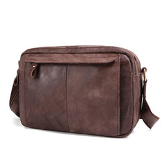 Badass Dark Brown Leather Men's 8 inches Small Courier Bag Brown Messenger Bag Postman Bag For Men - imessengerbags