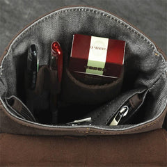 Badass Dark Brown Leather Men's 8 inches Small Side Bag Vertical Postman Messenger Bag For Men - imessengerbags