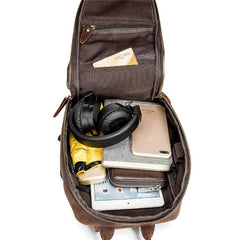 Badass Dark Brown Leather Men's Sling Bag Chest Bag Vintage One shoulder Backpack For Men - imessengerbags