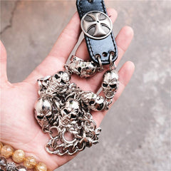 Badass Hip Hop Mens Skull Cross Wallet Chain Silver Pants Chain Biker Chain For Men