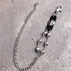 Badass Hip Hop Mens Skull Cross Wallet Chain Silver Pants Chain Biker Chain For Men - imessengerbags