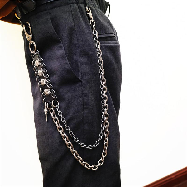 Badass Hip Hop Mens Metal Double Layer Wallet Chain Key Chain Pants Chain For Men - imessengerbags