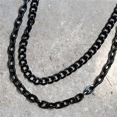 Cool Men's Black Handcuffs Double Long Wallet Chain Pants Chains Biker Wallet Chain For Men - imessengerbags