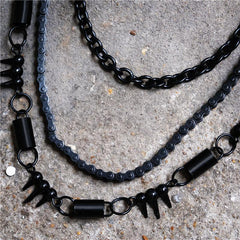 Badass Men's Triple Black Long Wallet Chain Pants Chain Biker Wallet Chain For Men - imessengerbags