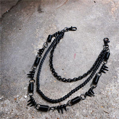Badass Men's Triple Black Long Wallet Chain Pants Chain Biker Wallet Chain For Men - imessengerbags
