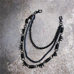 Badass Men's Triple Black Long Wallet Chain Pants Chain Biker Wallet Chain For Men - imessengerbags