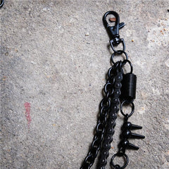 Badass Men's Triple Black Long Wallet Chain Pants Chain Biker Wallet Chain For Men - imessengerbags