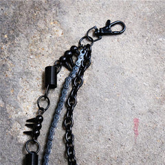 Badass Men's Triple Black Long Wallet Chain Pants Chain Biker Wallet Chain For Men - imessengerbags