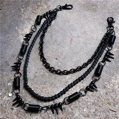 Badass Men's Triple Black Long Wallet Chain Pants Chain Biker Wallet Chain For Men - imessengerbags