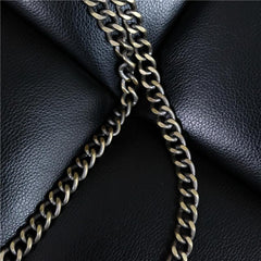 Badass Men's Bronze Metal Long Double Wallet Chain Pants Chain Biker Wallet Chain For Men - imessengerbags