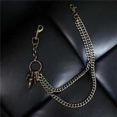 Badass Men's Bronze Metal Long Double Wallet Chain Pants Chain Biker Wallet Chain For Men - imessengerbags