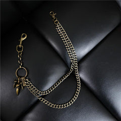 Badass Men's Bronze Metal Long Double Wallet Chain Pants Chain Biker Wallet Chain For Men