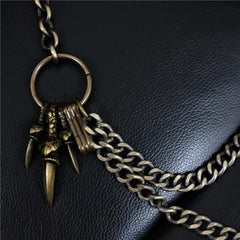 Badass Men's Bronze Metal Long Double Wallet Chain Pants Chain Biker Wallet Chain For Men - imessengerbags
