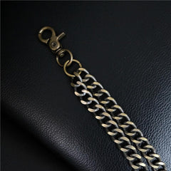 Badass Men's Bronze Metal Long Double Wallet Chain Pants Chain Biker Wallet Chain For Men