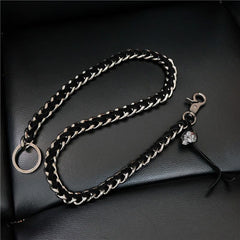 Badass Men's Braided Leather Skull Key Chain Pants Chain Biker Wallet Chain For Men - imessengerbags