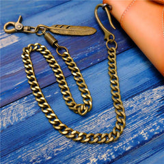 Cool Men's Gold Feather Wallet Chain Pants Chain Long Biker Wallet Chain For Men - imessengerbags