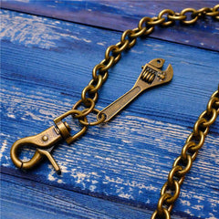 Badass Men's Gold Brass Spanner Wallet Chain Pants Chain Long Biker Wallet Chain For Men - imessengerbags