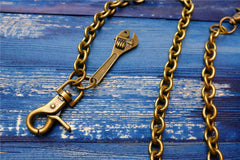 Badass Men's Gold Brass Spanner Wallet Chain Pants Chain Long Biker Wallet Chain For Men