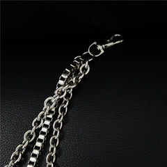 Punk Men's Metal Beaded Triple Long Wallet Chain Pants Chain Trendy Biker Wallet Chain For Men - imessengerbags
