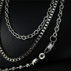 Punk Men's Metal Beaded Triple Long Wallet Chain Pants Chain Trendy Biker Wallet Chain For Men - imessengerbags