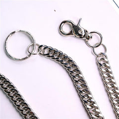 Badass Men's Silver Stainless Steel Wallet Chain Pants Chain Long Biker Wallet Chain For Men - imessengerbags