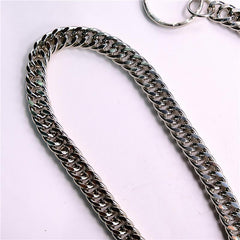 Badass Men's Silver Stainless Steel Wallet Chain Pants Chain Long Biker Wallet Chain For Men - imessengerbags