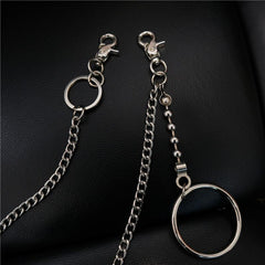 Fashion Womens Mens Silver Ring Simple Long Wallet Chain Pants Chain Biker Wallet Chain For Men - imessengerbags