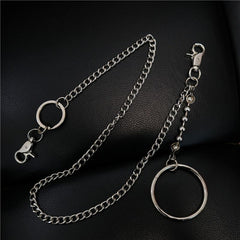 Fashion Womens Mens Silver Ring Simple Long Wallet Chain Pants Chain Biker Wallet Chain For Men - imessengerbags