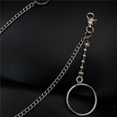 Fashion Womens Mens Silver Ring Simple Long Wallet Chain Pants Chain Biker Wallet Chain For Men - imessengerbags