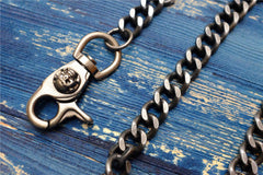 Badass Men's Skull Feather Pendant Wallet Chain Long Pants Chain Biker Wallet Chain For Men - imessengerbags